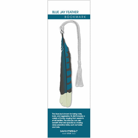 Blue Jay Feather Metal Bookmark