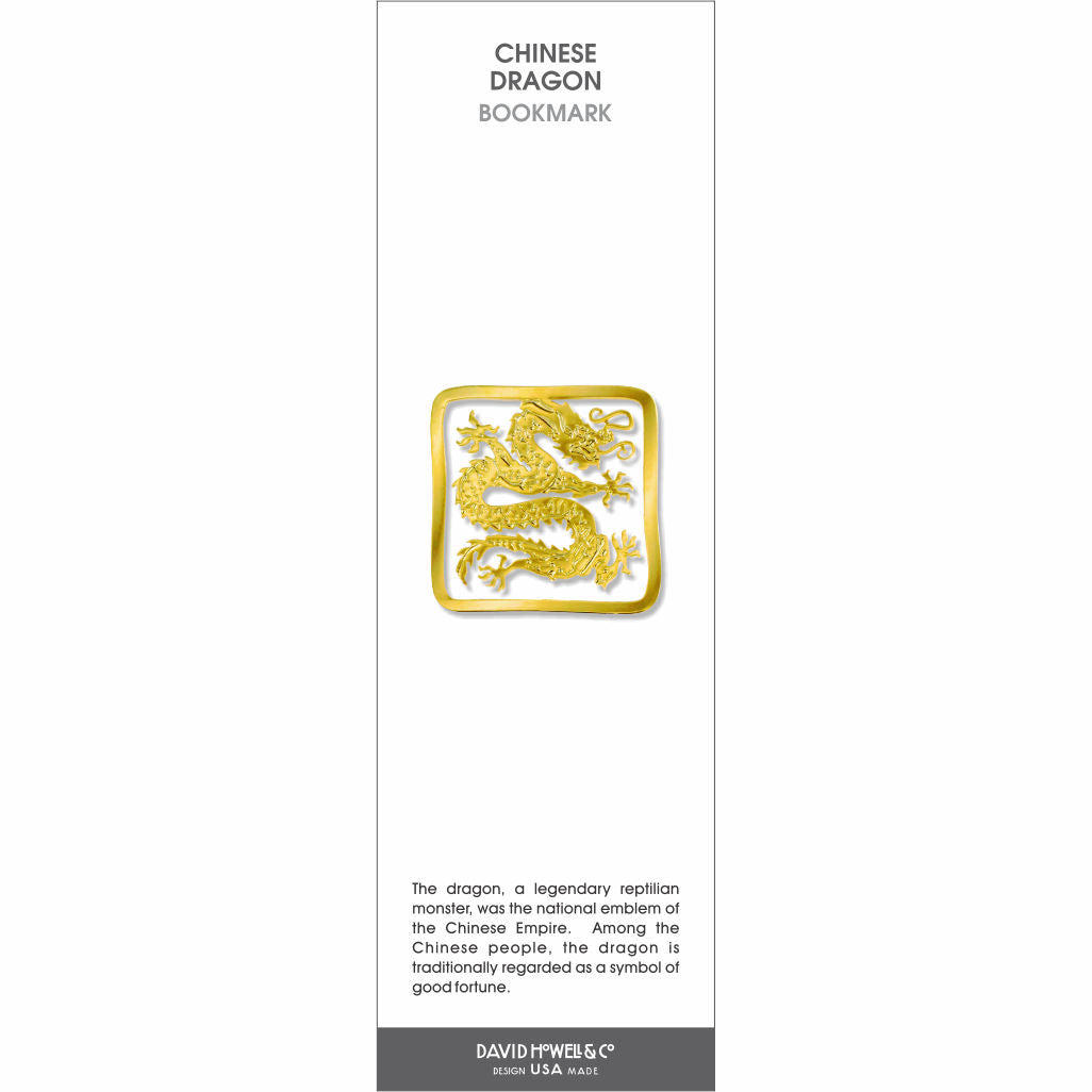 Chinese Dragon’ bookmark featuring a gold dragon design in a square frame symbolizing power and good fortune.