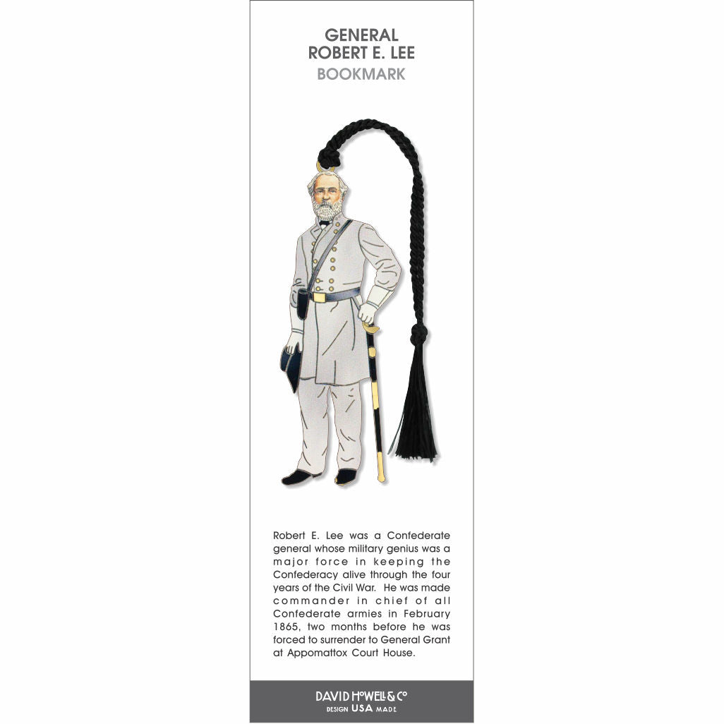 General Robert E. Lee bookmark featuring a historical illustration of the Confederate general, with a black braided tassel.