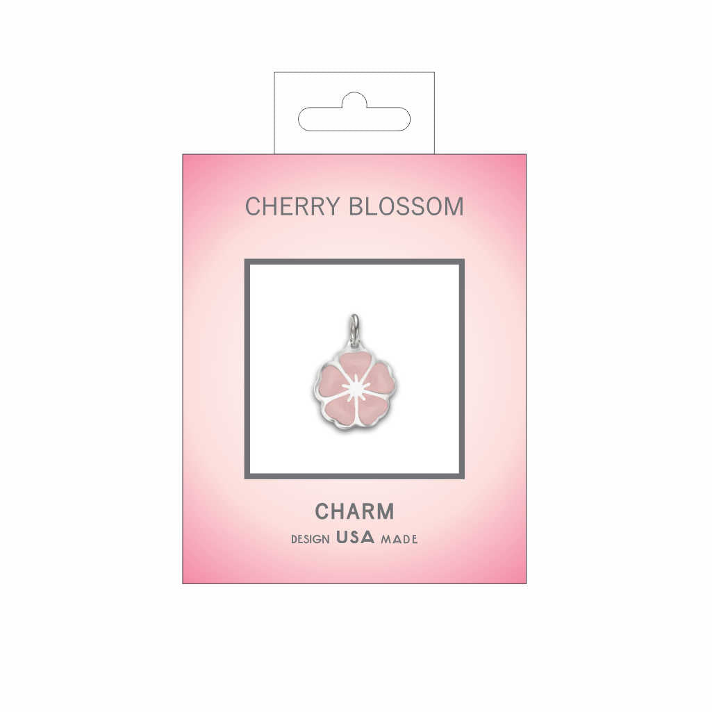cherry blossom charm in packaging