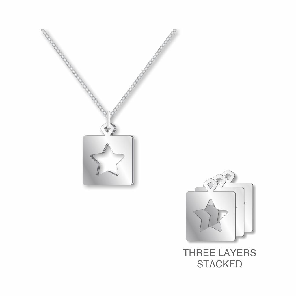 Silver 3-stack pendant necklace featuring a Star representing military in the United States Armed Forces