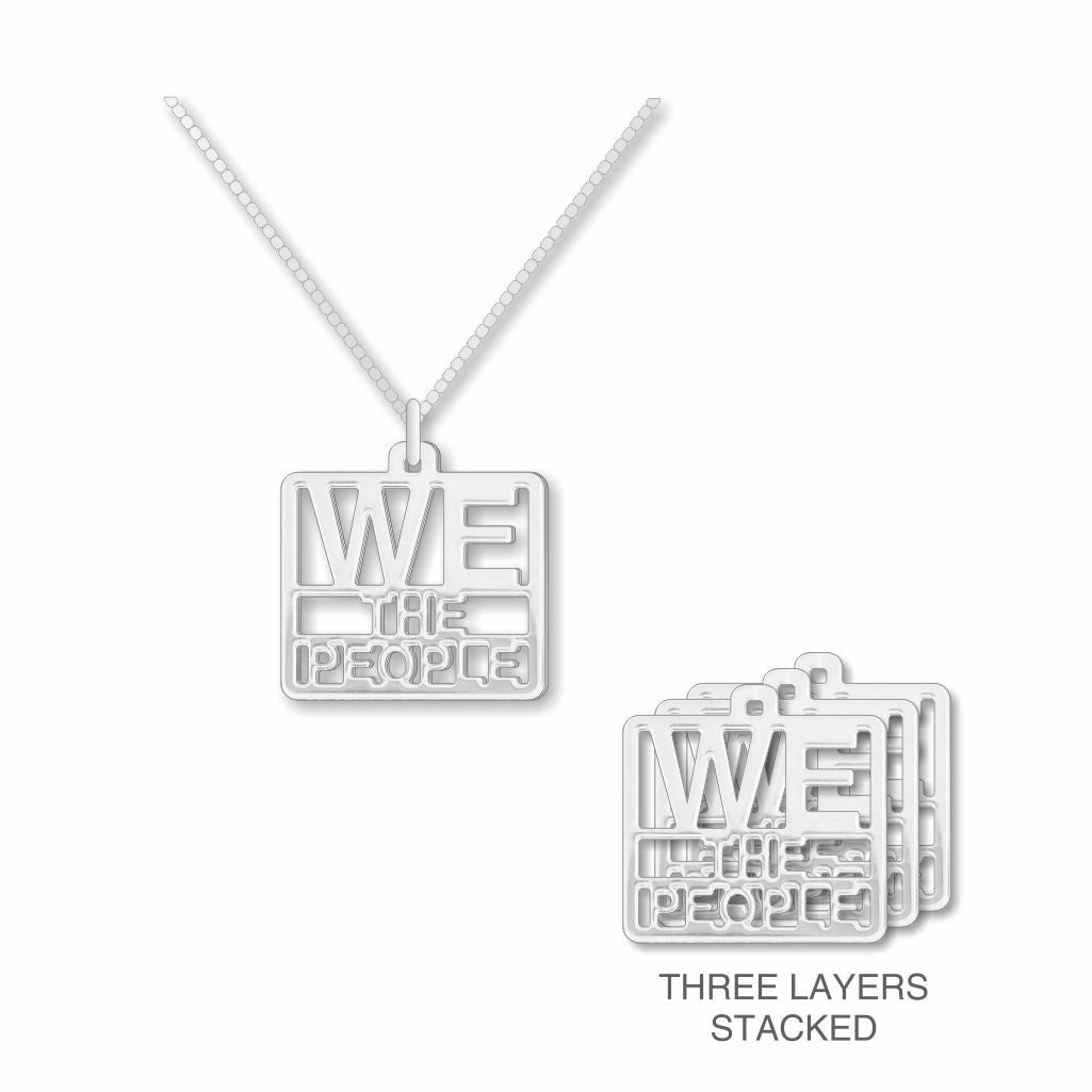 Silver Pendant necklace featuring the words ‘We the People’ from the United States Constitution
