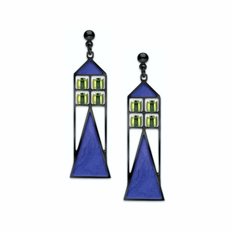 babson-window-pale-green-bead-twilight-blue-enamel-earrings-photo