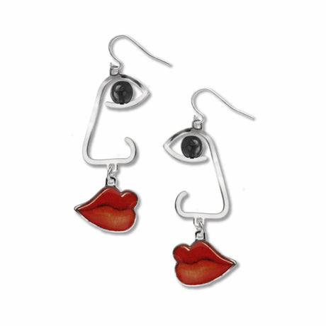 cubist-profile-black-bead-giclee-print-domed-earrings-photo