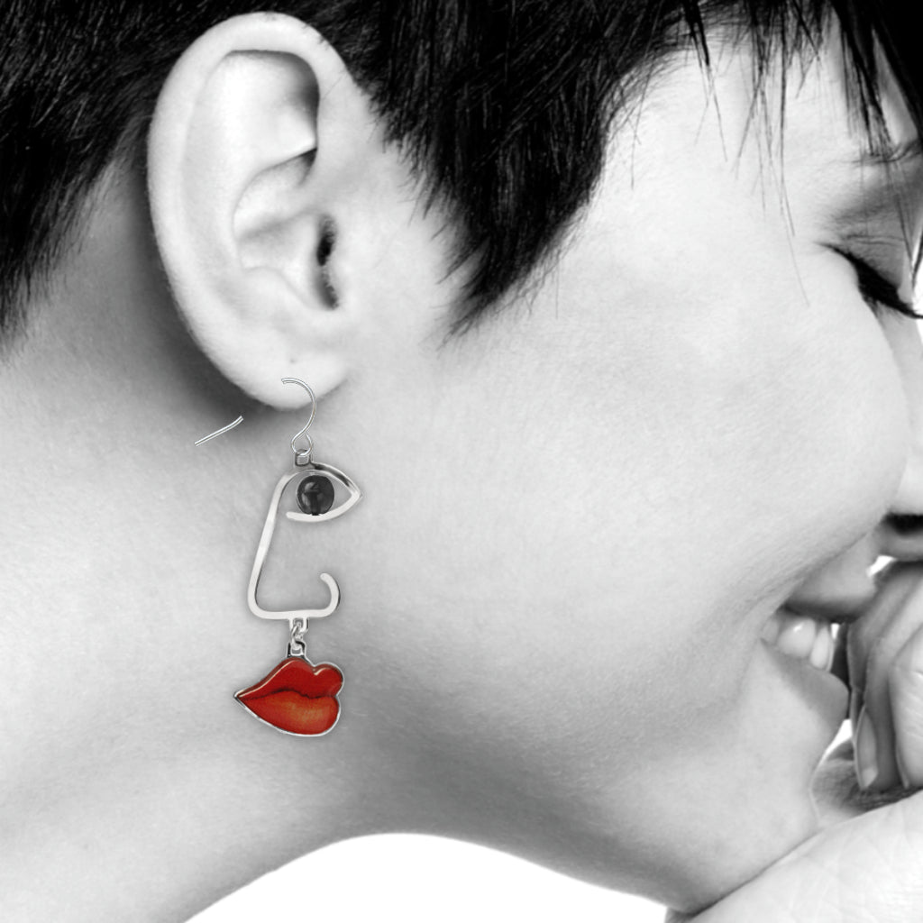 Cubist Profile Black Earrings
