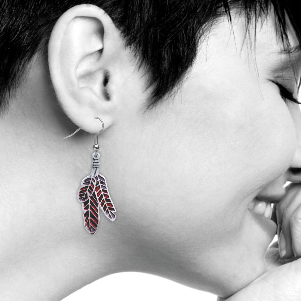Red Tailed Hawk Feathers Earrings