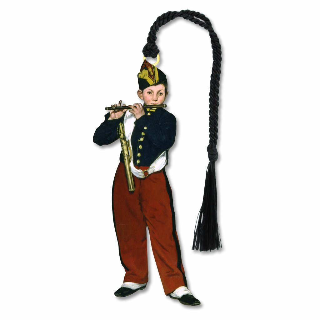 Edouard Manet The Fifre Player metal bookmark inspired by Manet’s 1866 painting of a Spanish army fifer, featuring a musician in military uniform with black braided tassel.