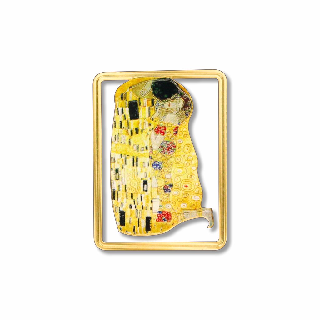 Klimt The Kiss clip metal bookmark inspired by Gustav Klimt’s famous gold and silver Art Nouveau painting