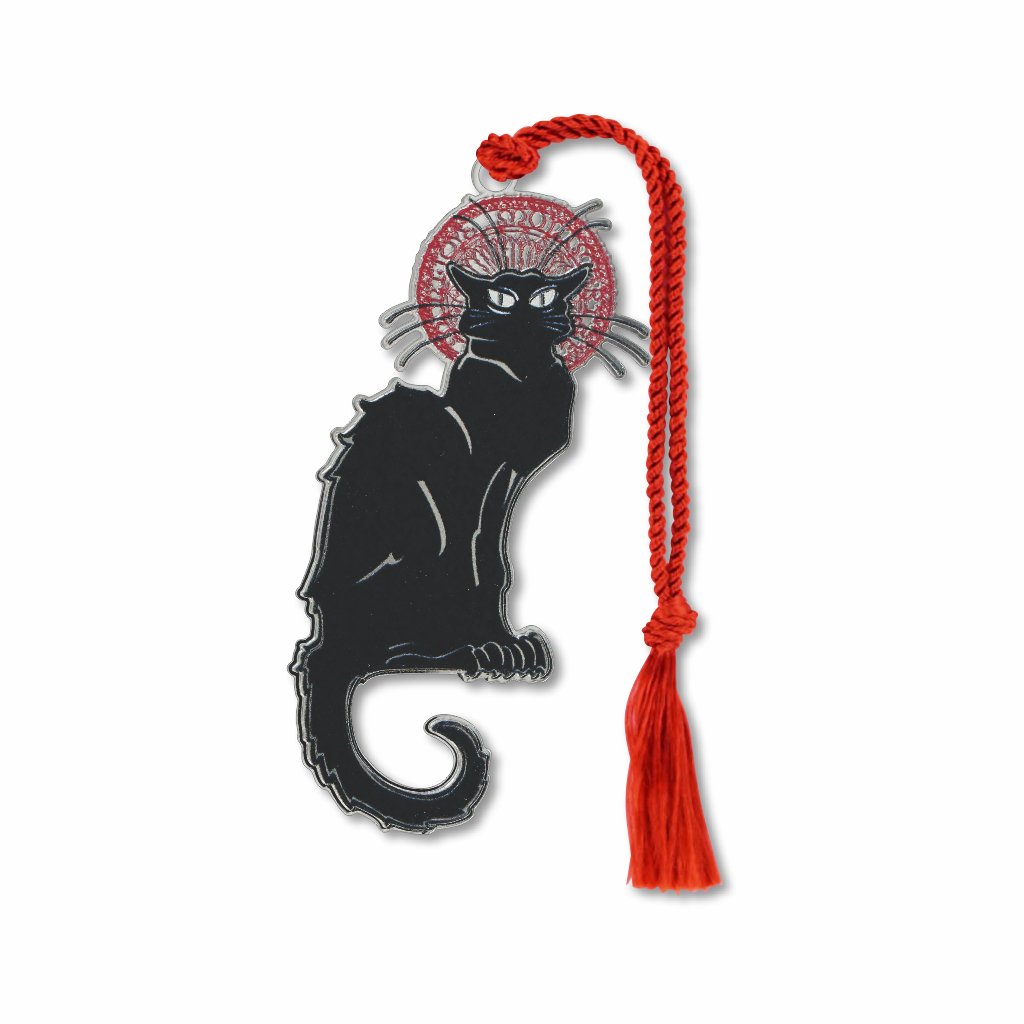 Cabaret, Le Chat Noir disheveled black cat with red braided tassel.