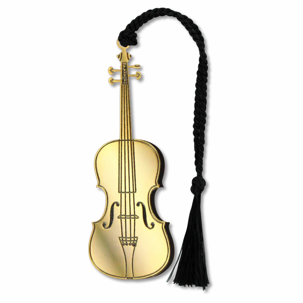 Music lovers The ‘David’ violin metal bookmark inspired by the 1742 Guarnerius del Gesù violin once played by Jascha Heifetz, featuring an elegant classical violin design with black braided tassel.