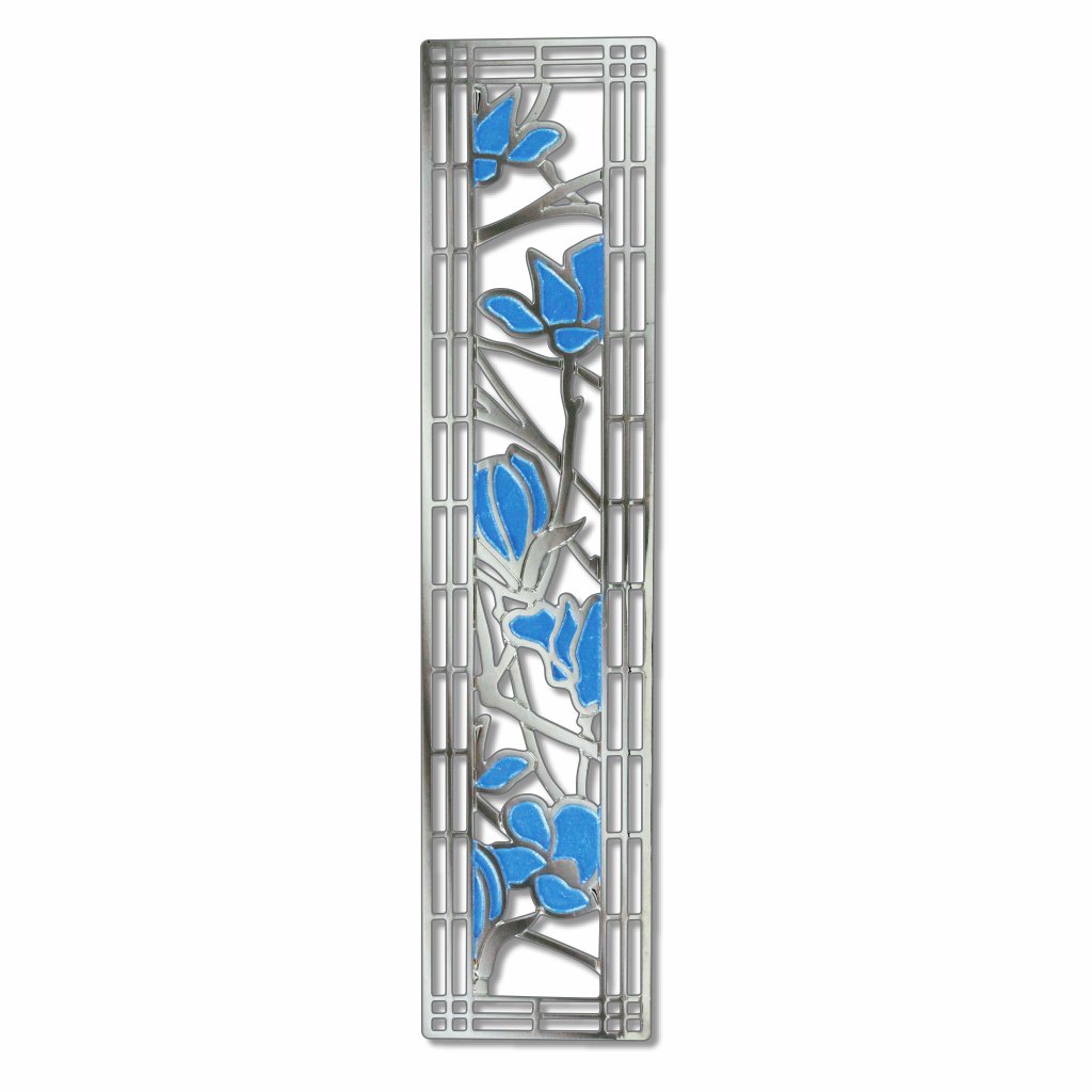 Tiffany blue magnolia blossoms in silver metal frame.
