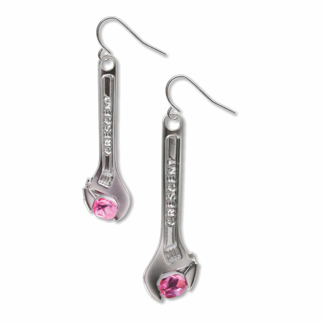 Wrenches for Wenches pink dangle earrings for the patriotic gift