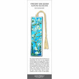 Vincent van Gogh Almond Blossoms bookmark featuring blue background with white blossoms on branches and cream tassel.