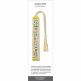 Noble Ware bookmark featuring delicate floral and botanical motifs in soft pastels on a gold frame with cream tassel.