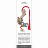 Phoenix bookmark featuring a detailed multicolored phoenix with gold-toned wings and a red tassel.
