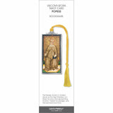 Visconti-Sforza Tarot Card Popess bookmark featuring a medieval-style Popess illustration framed in silver-tone metal with a yellow tassel.