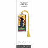Visconti-Sforza Tarot Card Temperance bookmark featuring a medieval-inspired Temperance illustration with a yellow tassel and silver-tone frame.