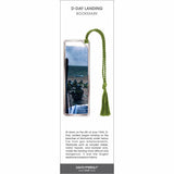 D-Day Landing’ bookmark featuring soldiers wading ashore during the Normandy invasion with a green tassel.
