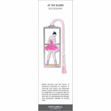 At the Barre’ bookmark featuring a ballerina in a pink tutu practicing at a ballet barre with a pink tassel.
