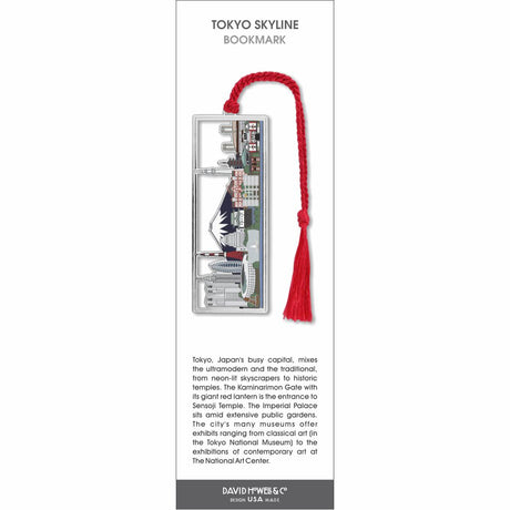 Tokyo Skyline’ bookmark featuring iconic Tokyo landmarks including Mount Fuji with a red braided tassel.