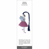 Degas Dancer’ bookmark featuring a ballerina holding a fan in a pink dress, with a blue braided tassel.