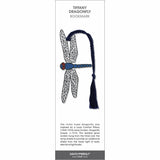 Tiffany Dragonfly’ bookmark featuring a stylized dragonfly with blue body and detailed wings, with a blue braided tassel.
