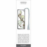 Magnolia’ bookmark featuring soft white magnolia blossoms on branches with a pale blue tassel.