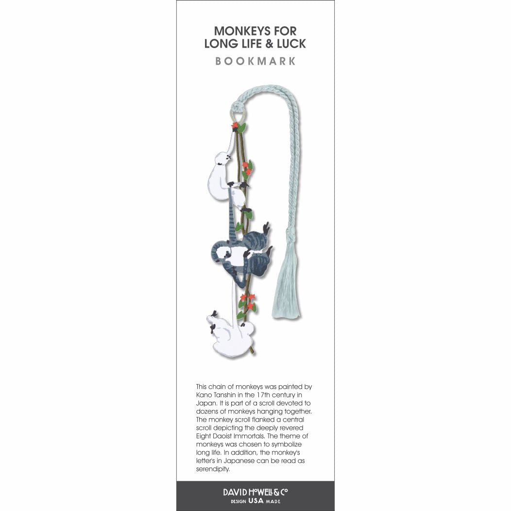 Monkeys For Long Life & Luck Metal Bookmark