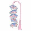 A decorative bookmark featuring a series of folding fans with flowering cherry blossom designs, connected by a pink braided tassel for a museum-quality cherry blossom season gift, readers, and art gift.