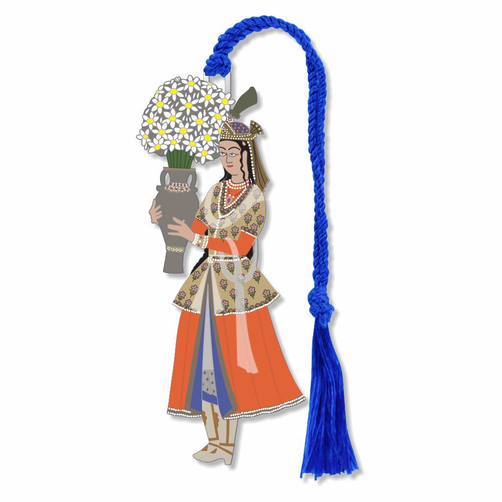 Mughal Princess with Flowers Metal Bookmark