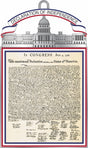 America 250 Declaration of Independence ornament featuring a detailed replica of the historic document beneath a gray Capitol building design and a patriotic banner reading “Declaration of Independence.”