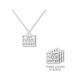 We Can Do It necklace with a silver cutout text pendant on a chain, shown alongside a side view highlighting the pendant’s three-layer stacked construction.