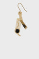 Cubist Guitar Gold Earrings, Black Bead