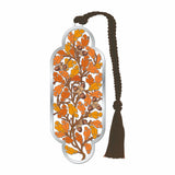Decorative William Morris metal bookmark with oak autumn leaves and acorns from Arts and Crafts Movement