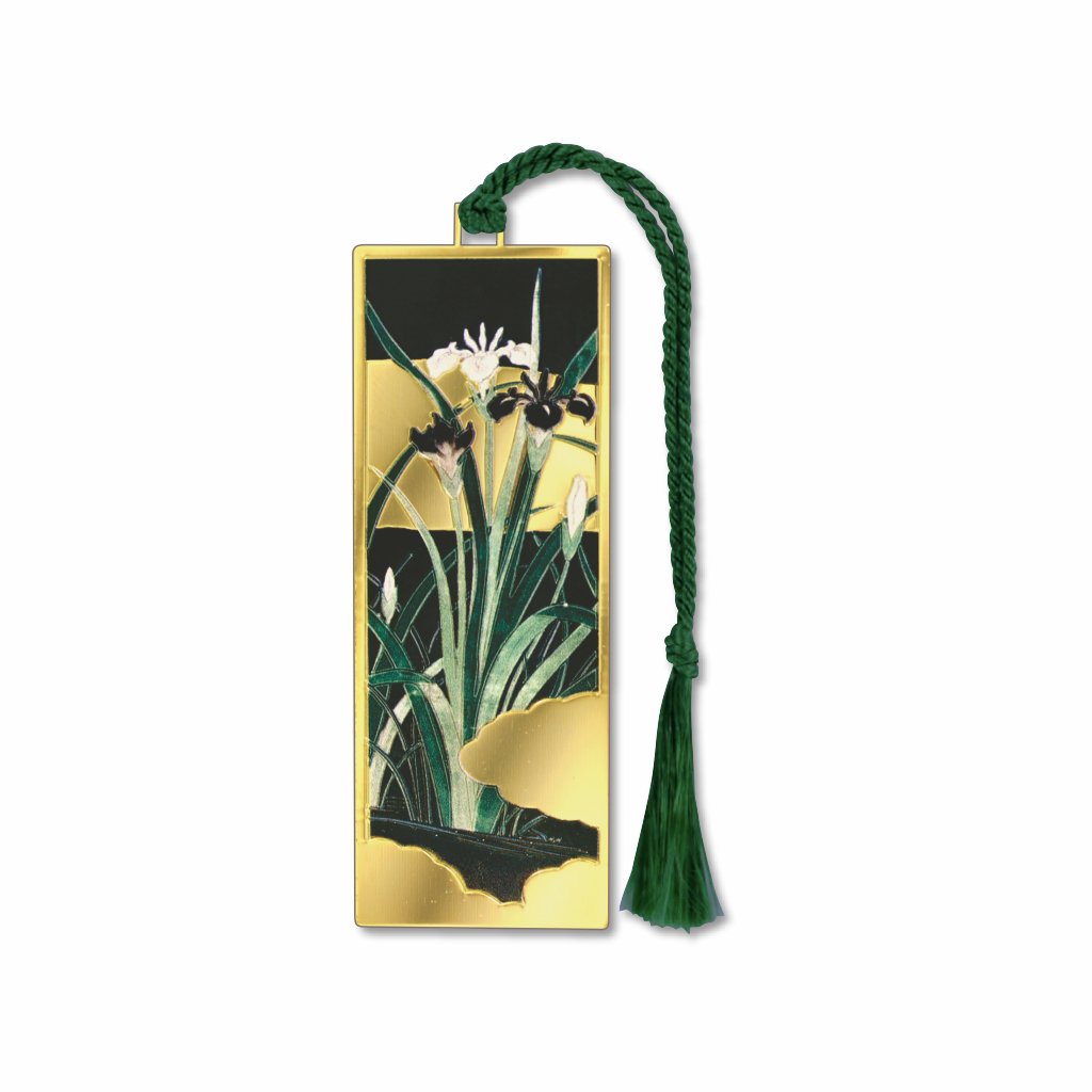 iris-flowers-with-gold-leaf-bookmark-photo
