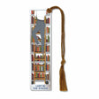 Book Lovers metal bookmark celebrating the joy of reading and literature, featuring famous quotations by William Faulkner, Francis Bacon, Frank Zappa, Mark Twain, Sydney Smith, and Thomas Aquinas. The bookmark honors book lovers with reflections on reading, learning, writing, and the lasting value of books with brown braided tassel.
