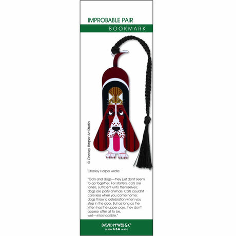 Charley Harper Improbable Pair Dog & Cat Metal Bookmark