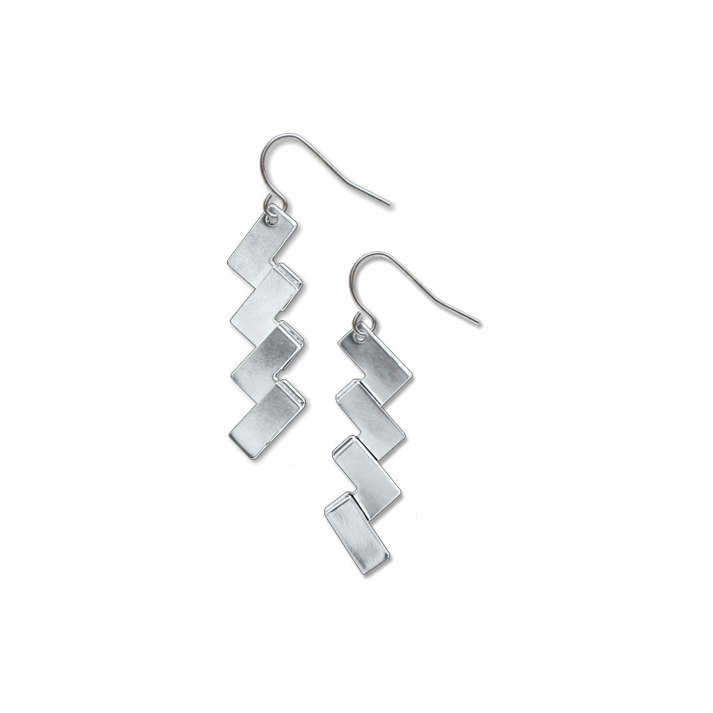 White Zig Zag Earrings