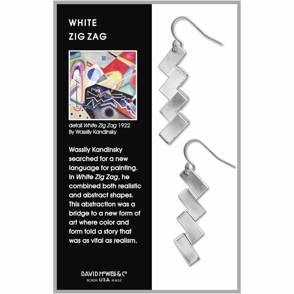 White Zig Zag Earrings