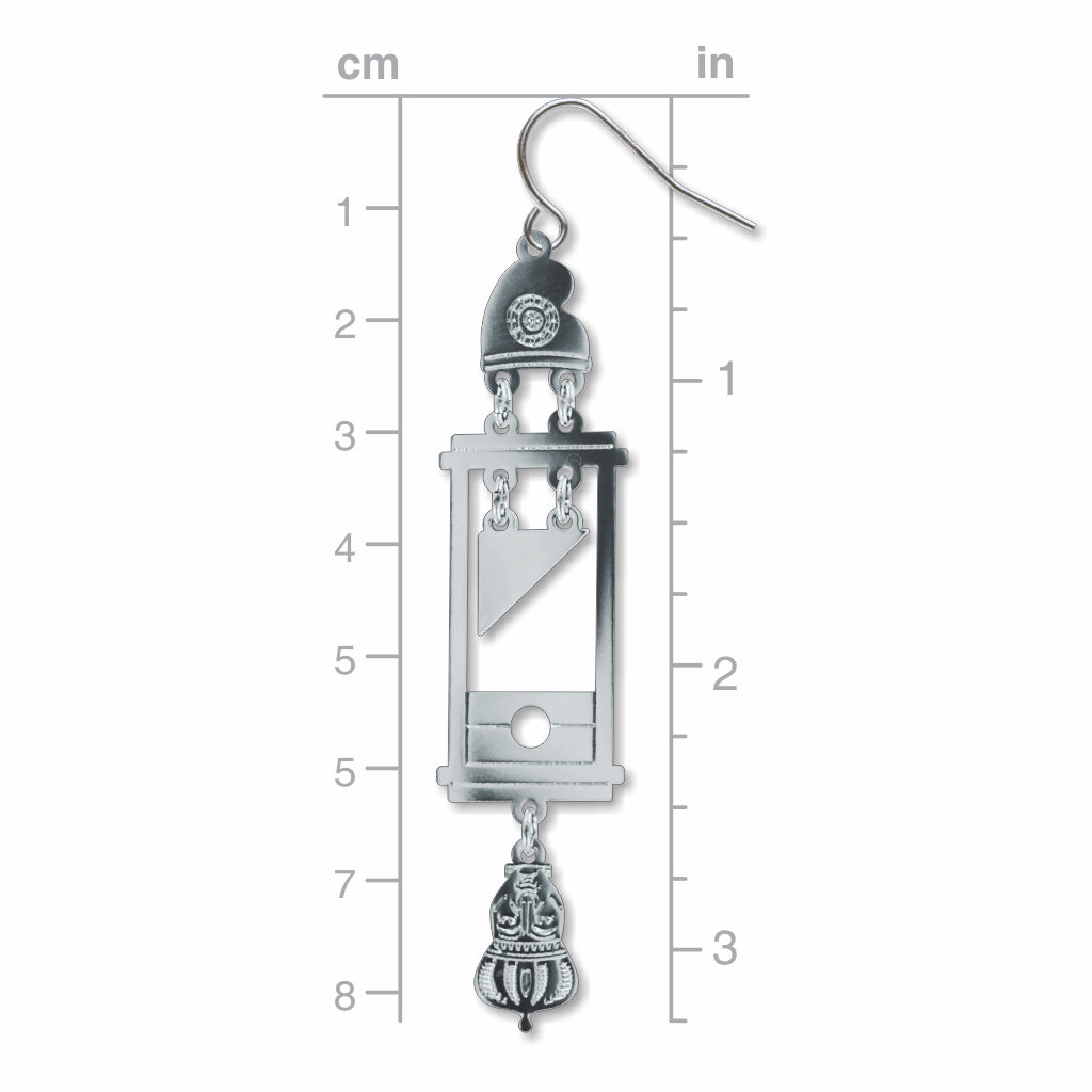 Guillotine Earrings, Silver