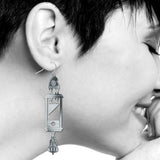 Guillotine Earrings, Silver