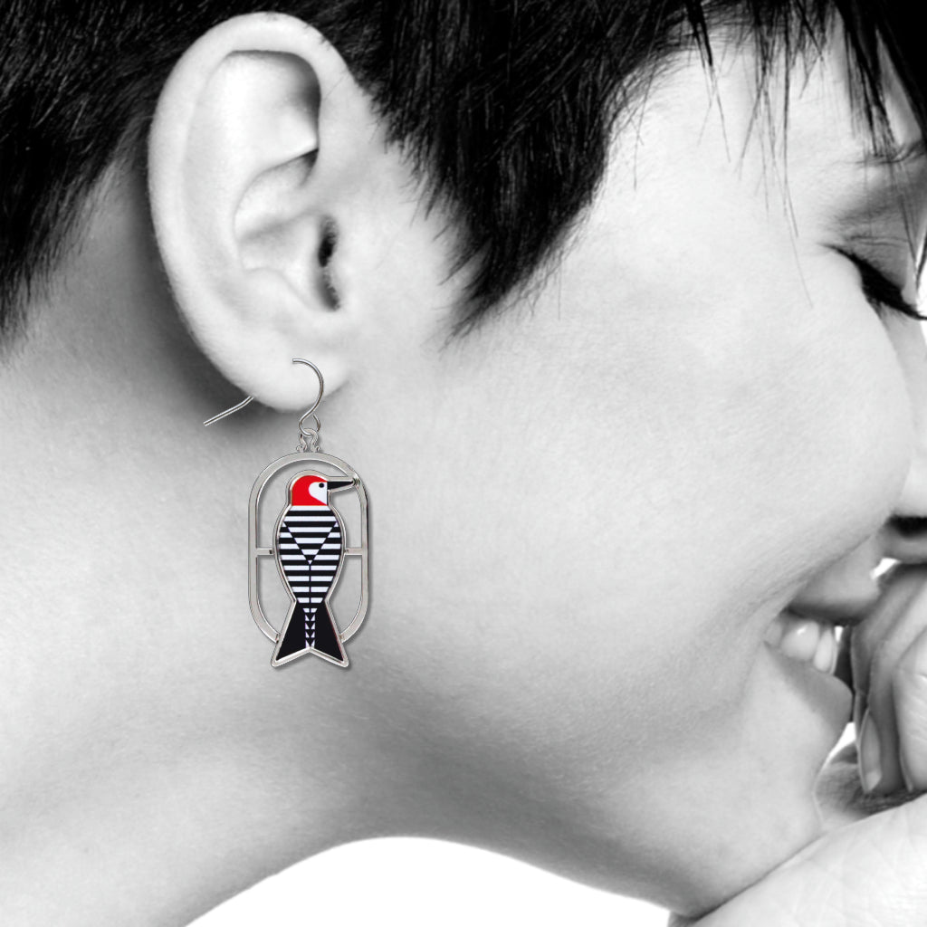 Charley Harper Woodpecker Earrings