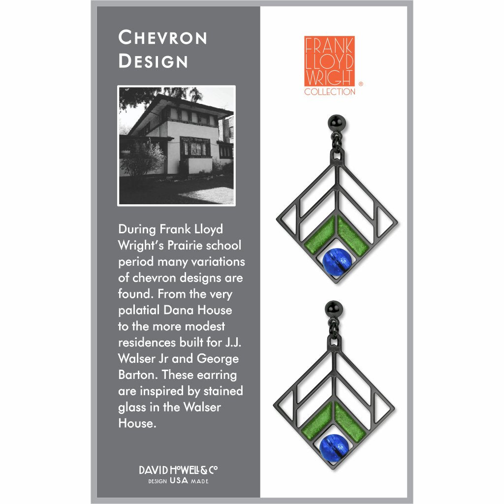 frank-lloyd-wright-chevron-design-blue-bead-green-enamel-earrings-photo-2