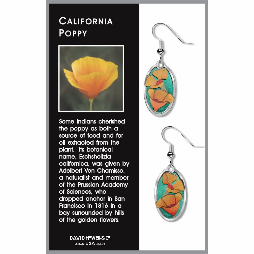 california-poppy-giclee-print-teal-green-accent-earrings-photo-2