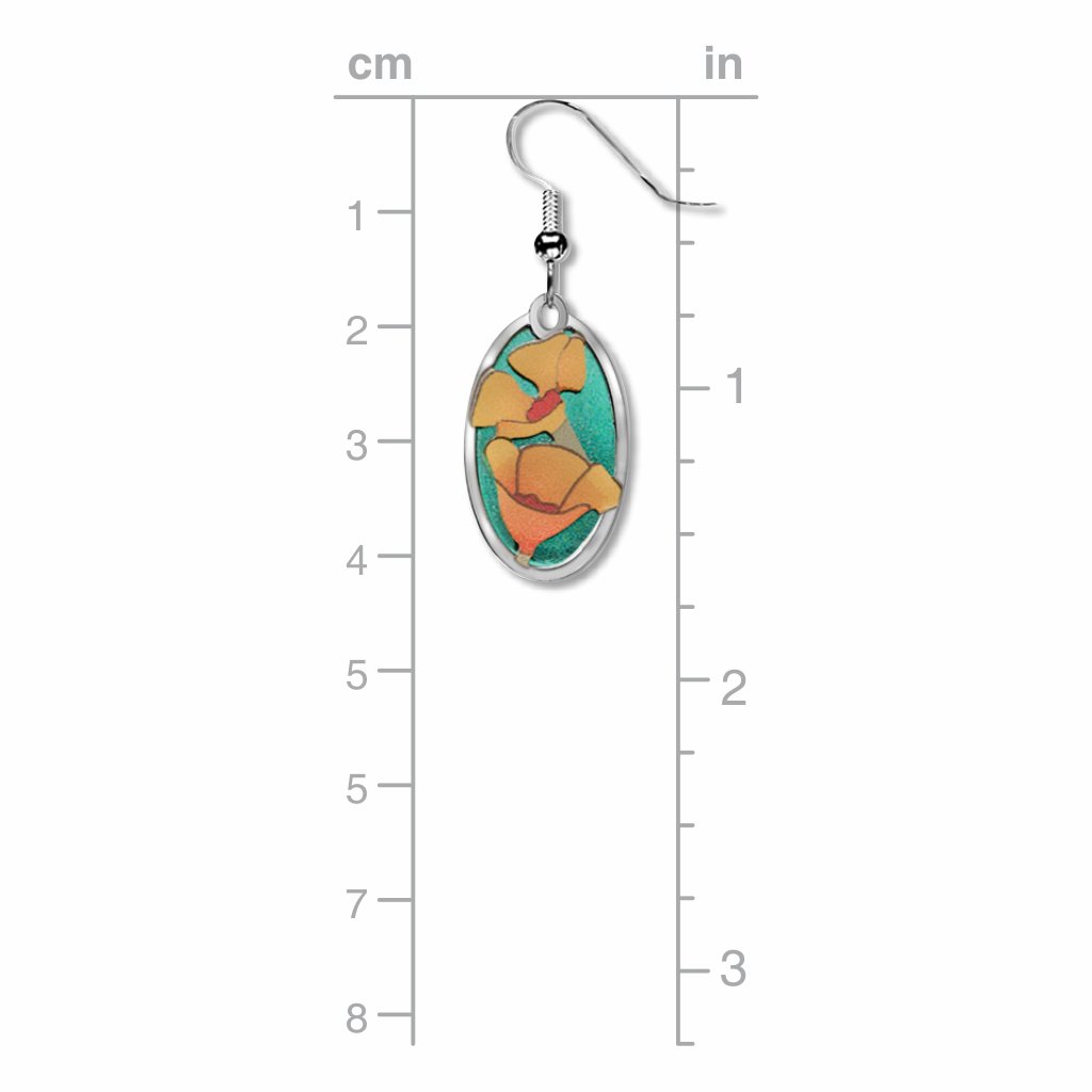 california-poppy-giclee-print-teal-green-accent-earrings-photo-3