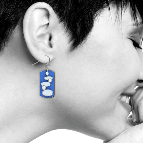 Abstract Water Lilies Earrings, Blue