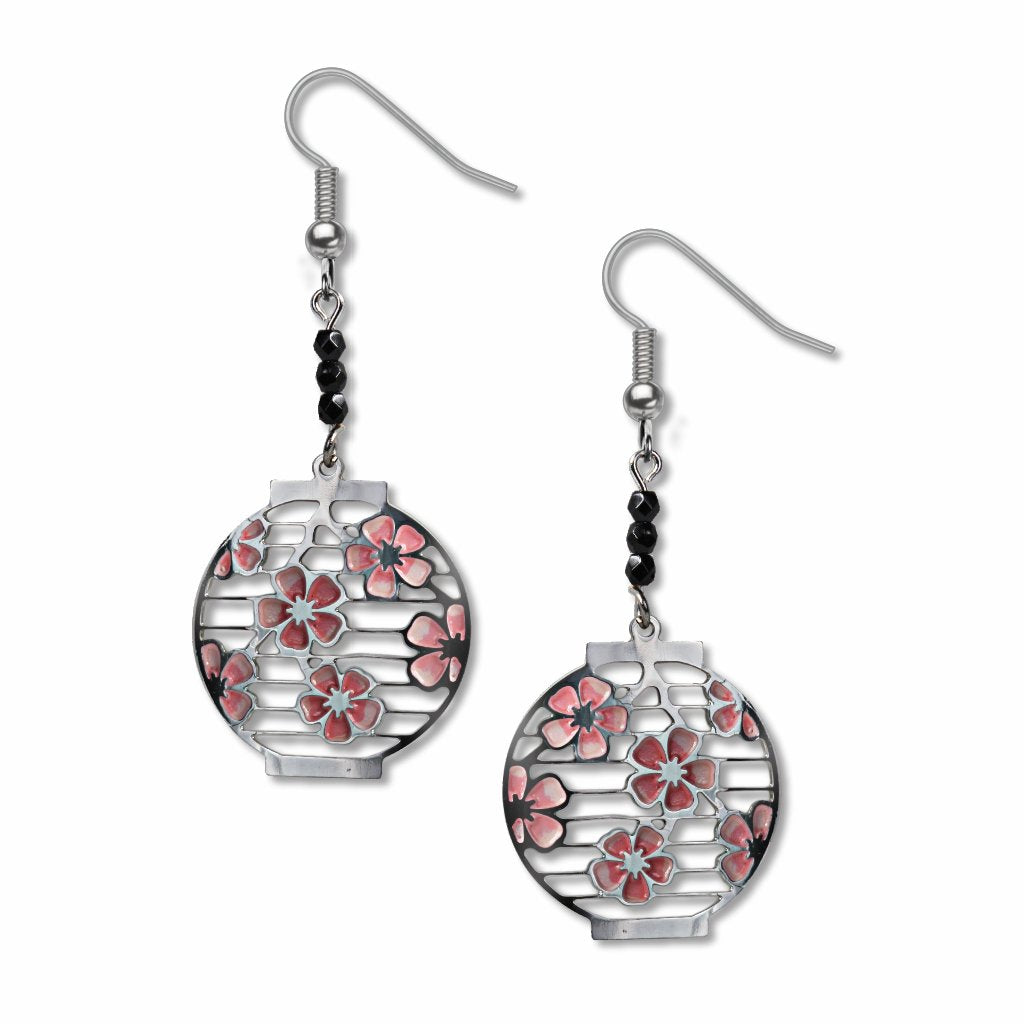 japanese-cherry-blossom-lanterns-black-beads-pale-pink-enamel-bright-pink-enamel-earrings-photo