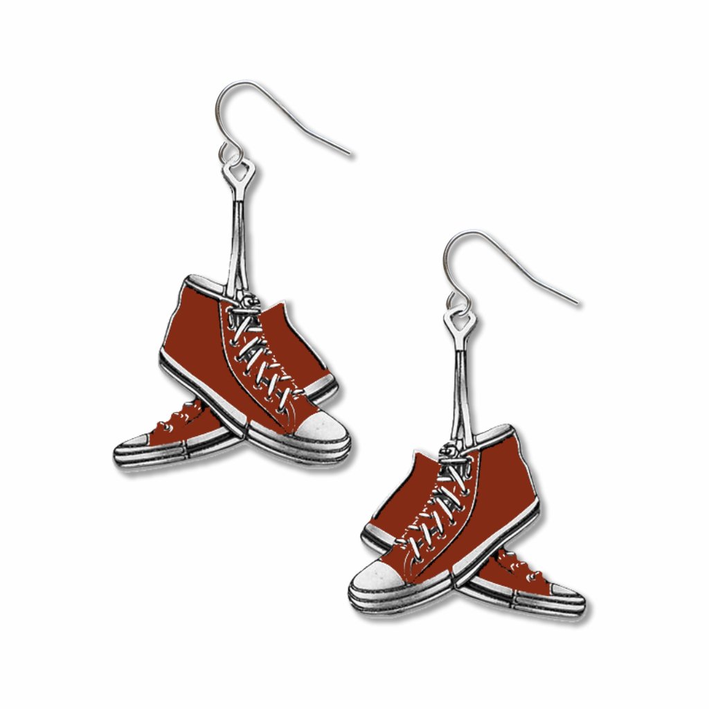 red-sneakers-giclee-print-earrings-photo