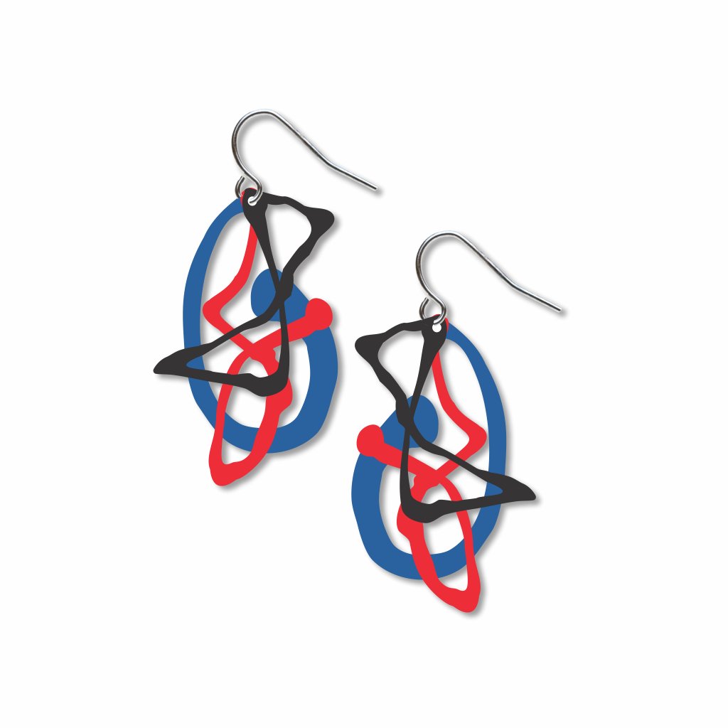 pollock's-ghosts™-red,-blue-and-black-accents-earrings-photo