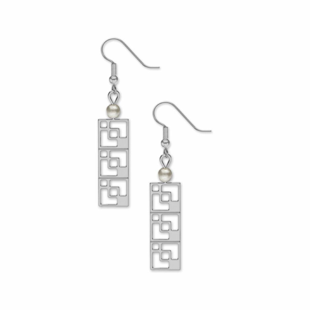 modernist-brick-screen-white-faux-pearls-earrings-photo